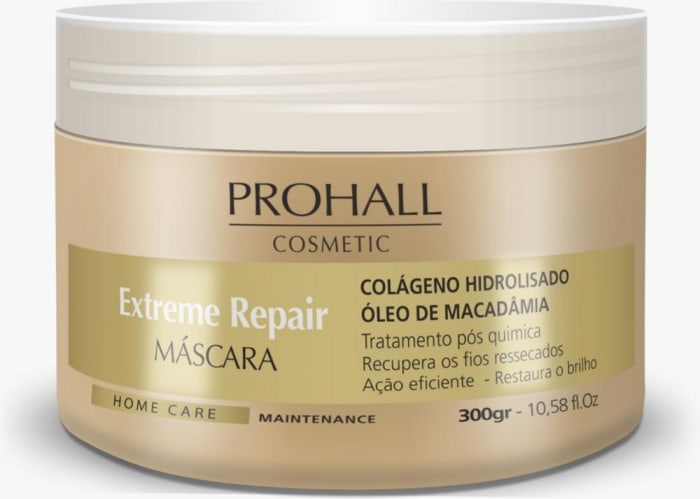 Máscara Home Care Extreme Repair Extrato de Macadâmia 300Gr - Prohall Cosmétic (0)